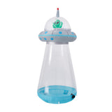 Weißes UFO-Deko zum Aufblasen mit Alien-Gesicht, blauen Punkten und blauem Kreisboden