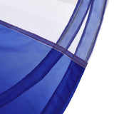 Blue mesh tunnel wall with netting and stitched seam detail