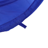 Blue tunnel fabric edge with reinforced seam and small tie strap
