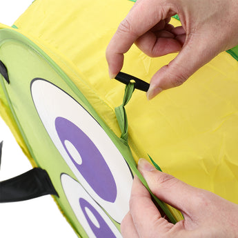 Close-up of caterpillar crawl tunnel face panel with black strap fastening