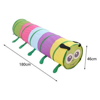 Caterpillar crawl tunnel 180cm long, 46cm wide; striped tube with face end