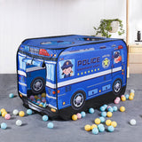 Police truck foldable kids pop-up play tent with graphic police bus design
