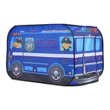 Police truck pop-up tent with two side door panels and police badge graphics