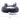 Round plush pet bed, blue-gray shag with white tail-like edge, 50 cm