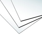 Close-up of acrylic mirror tile edges and reflective surface, 3-pack