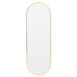 Gold oval full-length mirror with slim metal frame, plain front