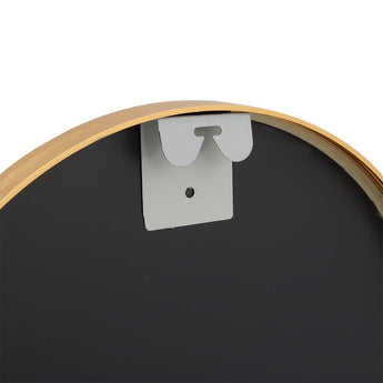 Oval wall mirror, gold frame with central hanging bracket