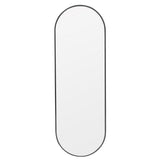 Full-length oval wall mirror, black metal frame, arched top