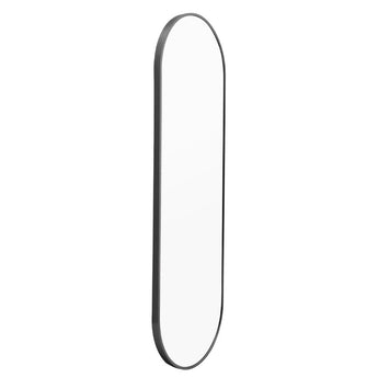 Full-length oval wall mirror, black frame with slim profile