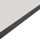 Black oval mirror frame edge close-up with fine surface texture
