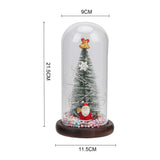 LED glass dome tree decoration size diagram; star topper, tree, snowman figure