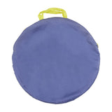 Folded blue carry bag for 3-in-1 space play tent set with neon green handle