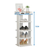 White 5-tier shoe rack dimensions: 25cm depth, 27cm width, 75cm height