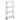 White 4-tier plastic shelf cart with side rails and caster wheels for easy moving