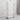 White corner storage rack, 86 cm height, 4 shelves, 12.5 cm depth, on casters