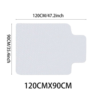 PVC desk chair mat 120×90 cm, rounded cutout shape, non-slip texture