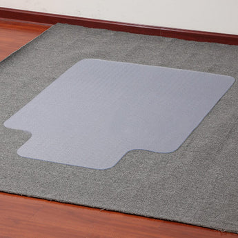 Gray PVC office chair floor mat, non-slip cutout design, 120 cm size