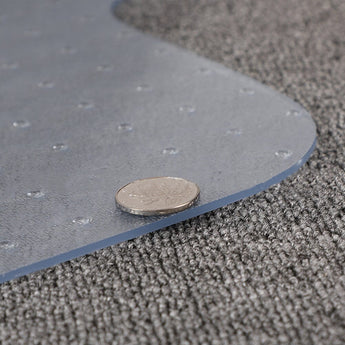 PVC mat edge with coin for thickness, gray non-slip textured surface