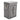 Grey laundry hamper with lid and rope handles, square front panel