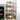 Black rolling wire basket trolley with four shelves and wheels for produce storage