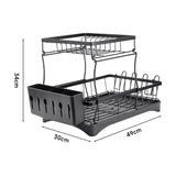 Steel dish rack dimensions 30 cm x 49 cm x 34 cm with utensil cup