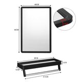 Bathroom mirror dimensions: 40x60 cm mirror, 37.5 cm shelf, black frame depth 3.5 cm