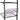 Black cookware holder rack with two wire shelves and front support bar