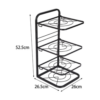 Cookware rack dimensions: 52.5 cm tall, 26.5 cm wide, 26 cm deep, black