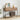 Entryway console table with two drawers, wood-look top and dark metal frame