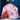 Pink-and-cream castle play tent with pom-pom roof trim and window detail panel