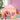 Pink-and-cream castle play tent with floral bunting, window panel, and open arch door