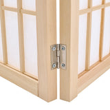 Wood room divider hinge with metal brackets on folding 4-panel screen