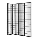 Dark wood 4-panel folding room divider screen unfolded, four panels in view