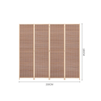 Bamboo room divider size 200cm wide, 180cm high, 4 woven panels