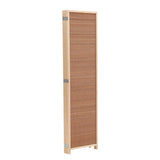 Brown bamboo folding divider panel, hinge hardware visible on side
