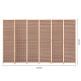 Brown bamboo 6-panel room divider, 300cm wide and 180cm high (shown)