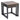 Square nesting side table: dark metal frame with layered shelves and brown wood top