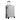 Grey hardshell rolling suitcase, angled side view with lock area and spinner wheels
