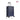 24-inch blue hard suitcase with telescoping handle and four spinner wheels