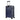 Blue hardshell rolling suitcase, side view with telescoping handle and spinner wheels