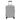 Grey hardshell rolling suitcase back view with telescoping handle and four spinner wheels