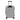 Grey hardshell rolling suitcase front view with telescoping handle and side latch