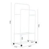 Clothes rack dimensions: 80cm wide, 51cm deep, 135cm tall, white frame