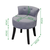 Grey ice velvet dressing table chair with button back, round seat, and dark legs; 62cm H