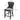 Wooden bar stool size chart; dark gray tufted velvet seat, arched back, studded trim