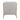 Grey tufted linen armchair back panel with light wood legs and frame, rear view.