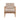 Beige upholstered armchair with button-tufted back and seat, plus light wood legs