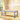 Pine wood bench with light yellow top and gray-blue legs, simple straight design.
