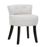 Greyish white ice velvet upholstered dressing table chair with button back and black legs