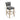 Dark grey linen bar stool with curved back, light wood legs, round footrest